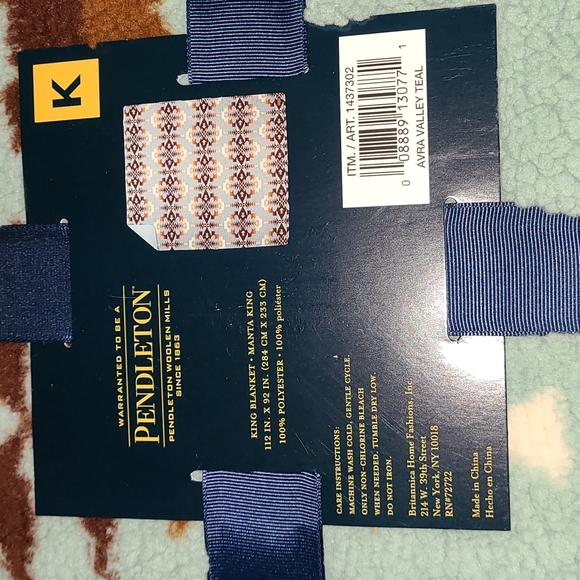 Pendleton king blanket Sherpa Avra Valley Teal - Picture 4 of 5